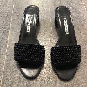 Manolo Blahnik Black Slides